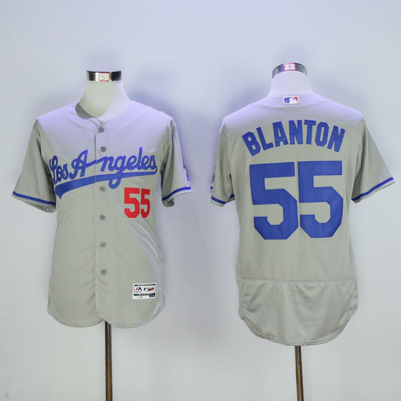 Men Los Angeles Dodgers 55 Blanton Grey MLB Jerseys